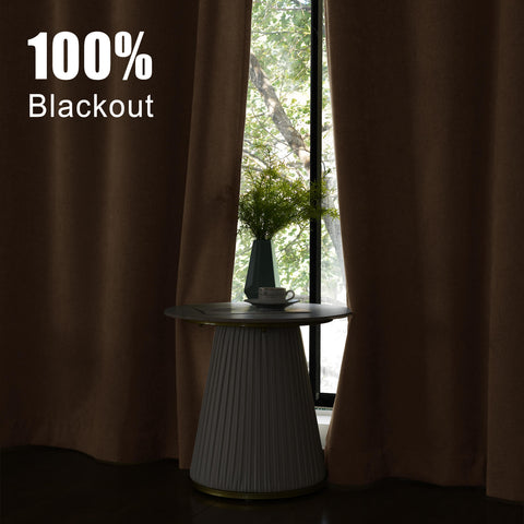 1041 100% Blackout Soft Chenille Linen Blend Curtain Grommet & 4 IN 1 (1 Panel)