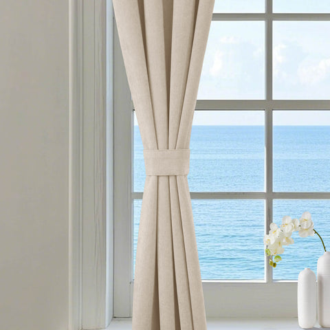 1041 100% Blackout Soft Chenille Linen Blend Curtain Grommet & 4 IN 1 (1 Panel)