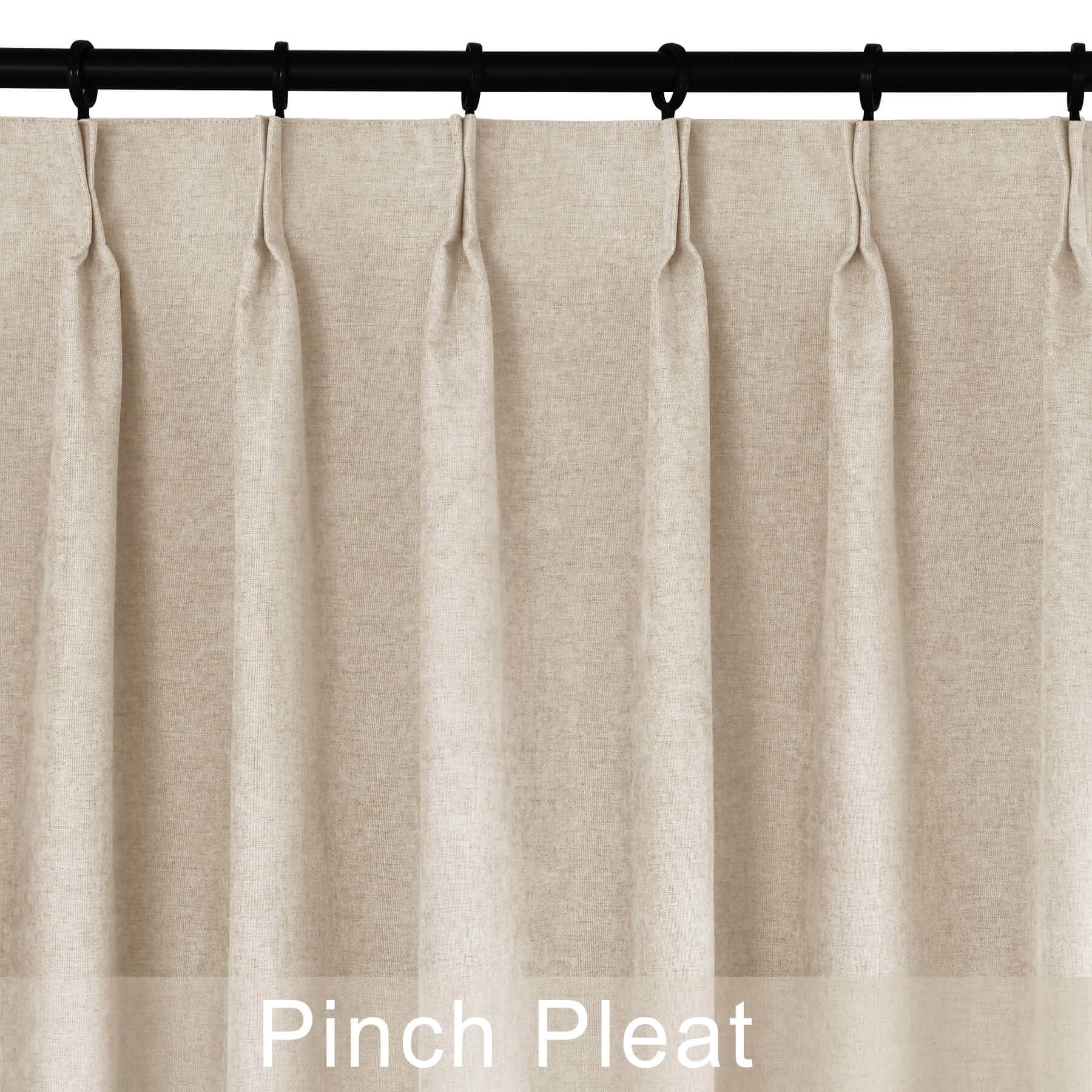 1041 100% Blackout Soft Chenille Linen Blend Curtain Pinch Pleat - Cololeaf -- #1 White