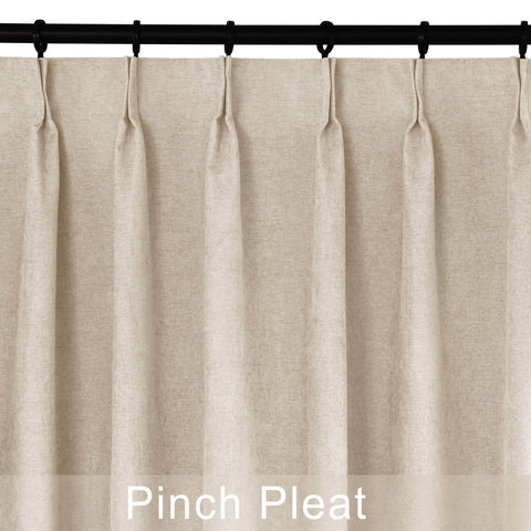 1041 100% Blackout Soft Chenille Linen Blend Curtain Pinch Pleat - Cololeaf -- #1 White