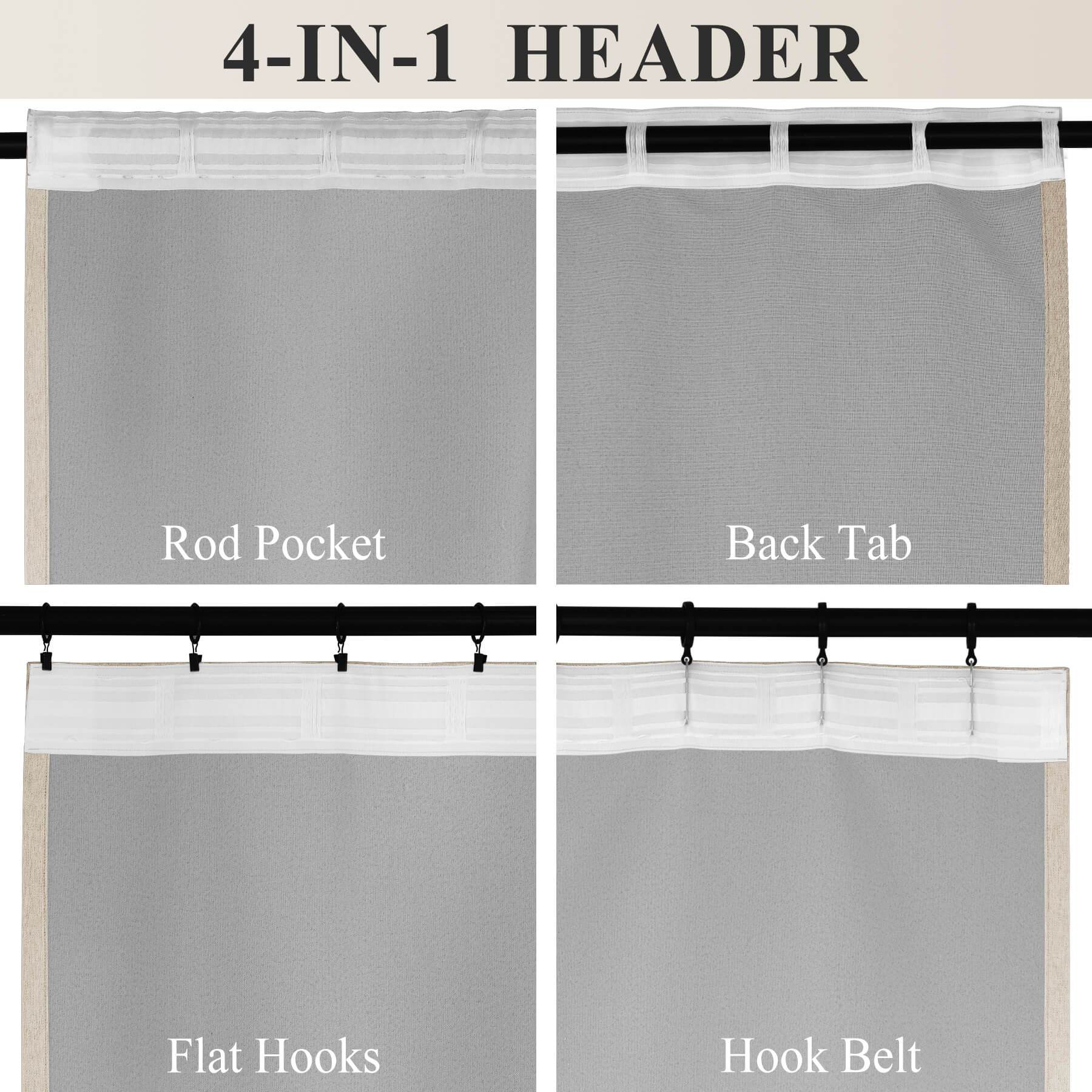 1041 100% Blackout Soft Chenille Linen Blend Curtain Grommet & 4 IN 1 - Cololeaf -- #1 White