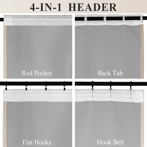 1041 100% Blackout Soft Chenille Linen Blend Curtain Grommet & 4 IN 1 - Cololeaf -- #1 White