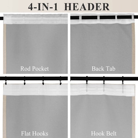 1041 100% Blackout Soft Chenille Linen Blend Curtain Grommet & 4 IN 1 (1 Panel)