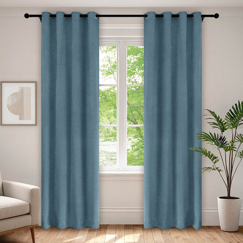 1041 100% Blackout Soft Chenille Linen Blend Curtain Grommet & 4 IN 1 - Cololeaf