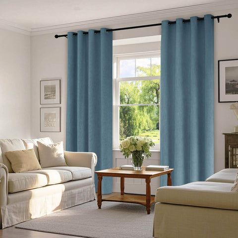 1041 100% Blackout Soft Chenille Linen Blend Curtain Grommet & 4 IN 1 - Cololeaf -- #1 White