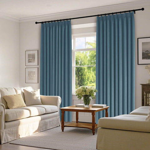 1041 100% Blackout Soft Chenille Linen Blend Curtain Pinch Pleat - Cololeaf -- #1 White