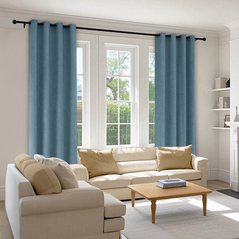 1041 100% Blackout Soft Chenille Linen Blend Curtain Grommet & 4 IN 1 - Cololeaf