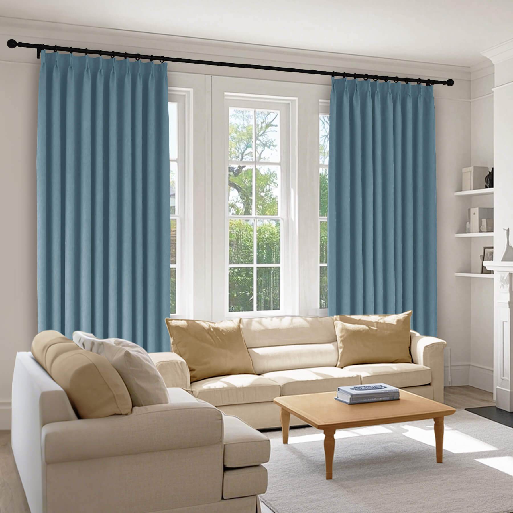 1041 100% Blackout Soft Chenille Linen Blend Curtain Pinch Pleat - Cololeaf -- #1 White