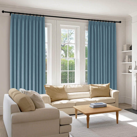 1041 100% Blackout Soft Chenille Linen Blend Curtain Pinch Pleat - Cololeaf -- #1 White
