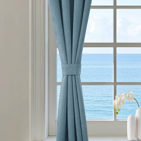 1041 100% Blackout Soft Chenille Linen Blend Curtain Pinch Pleat - Cololeaf -- #1 White