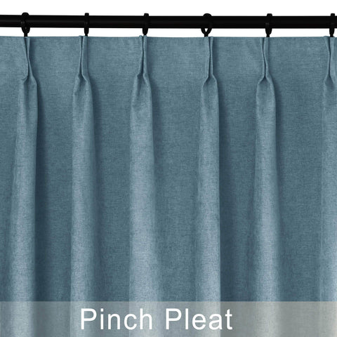 1041 100% Blackout Soft Chenille Linen Blend Curtain Pinch Pleat - Cololeaf -- #1 White