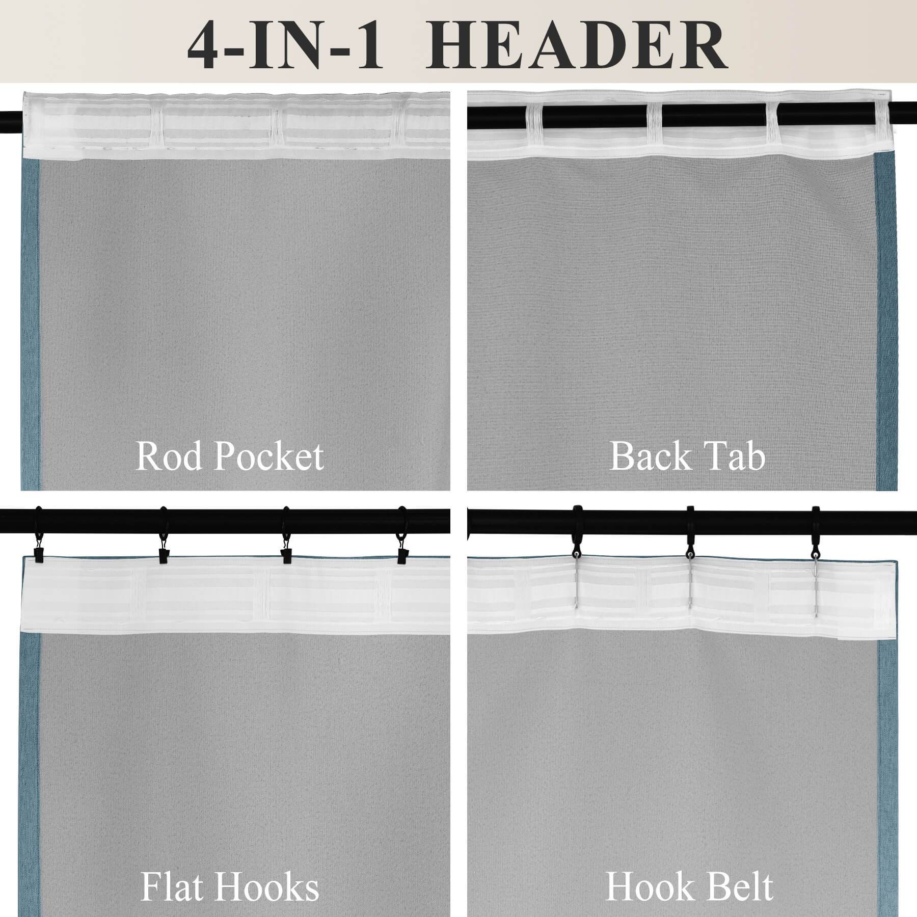 1041 100% Blackout Soft Chenille Linen Blend Curtain Grommet & 4 IN 1 - Cololeaf -- #1 White