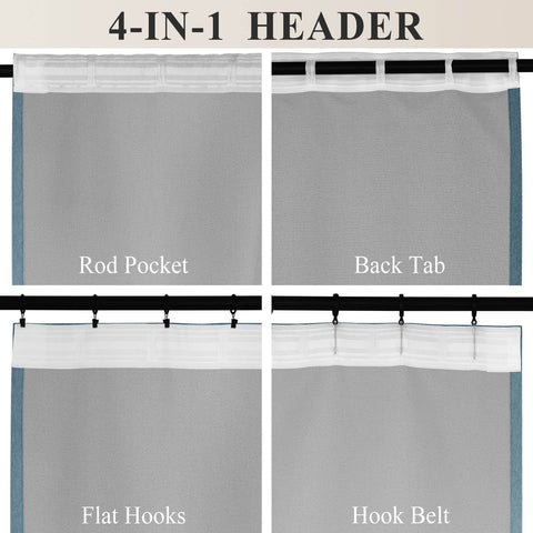 1041 100% Blackout Soft Chenille Linen Blend Curtain Grommet & 4 IN 1 - Cololeaf -- #1 White