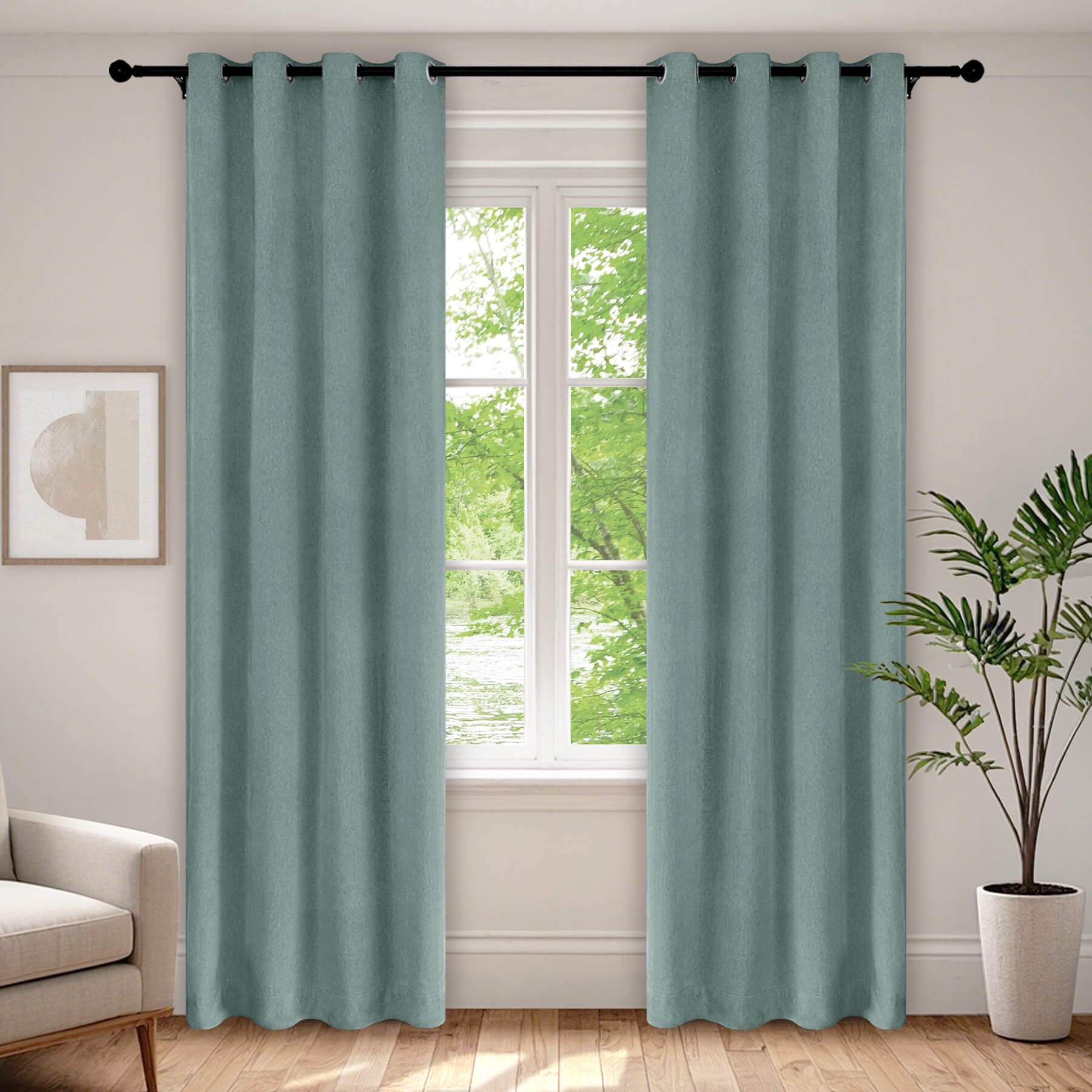 1041 100% Blackout Soft Chenille Linen Blend Curtain Grommet & 4 IN 1 - Cololeaf -- #1 White