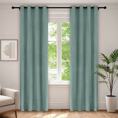 1041 100% Blackout Soft Chenille Linen Blend Curtain Grommet & 4 IN 1 - Cololeaf