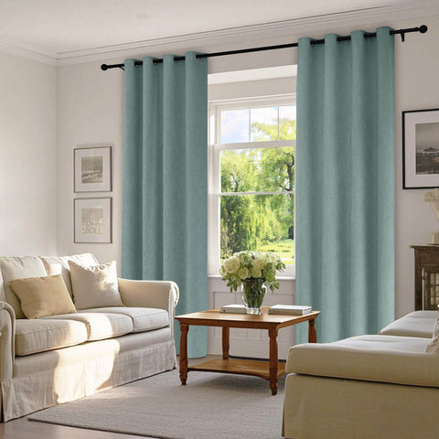 1041 100% Blackout Soft Chenille Linen Blend Curtain Grommet & 4 IN 1 - Cololeaf -- #1 White
