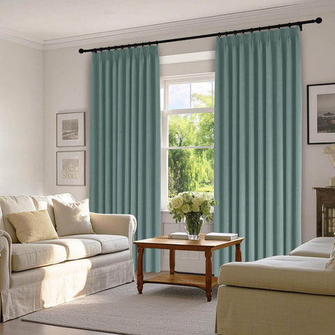 1041 100% Blackout Soft Chenille Linen Blend Curtain Pinch Pleat - Cololeaf -- #1 White