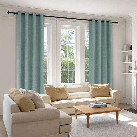 1041 100% Blackout Soft Chenille Linen Blend Curtain Grommet & 4 IN 1 - Cololeaf