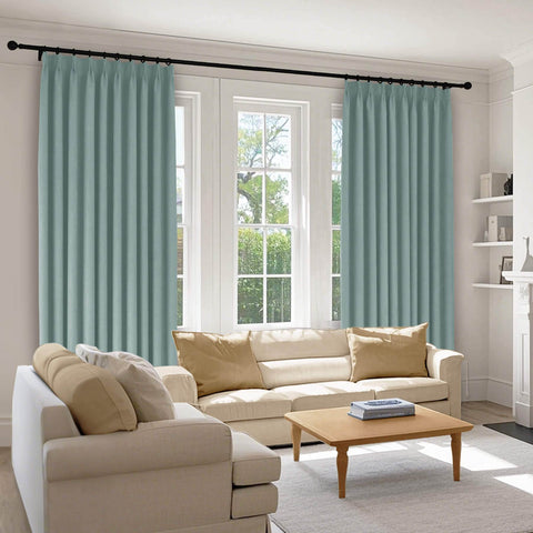 1041 100% Blackout Soft Chenille Linen Blend Curtain Pinch Pleat - Cololeaf -- #1 White