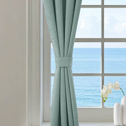1041 100% Blackout Soft Chenille Linen Blend Curtain Pinch Pleat - Cololeaf -- #1 White