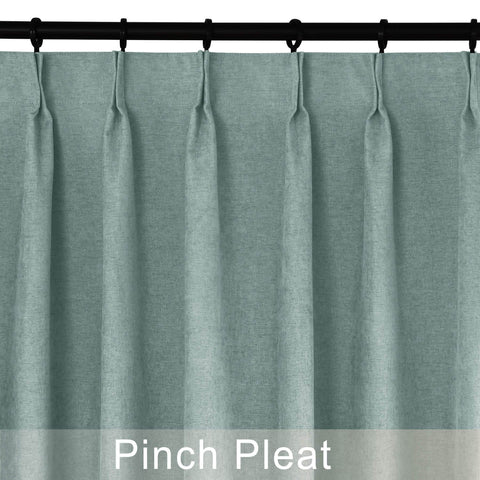 1041 100% Blackout Soft Chenille Linen Blend Curtain Pinch Pleat - Cololeaf -- #1 White