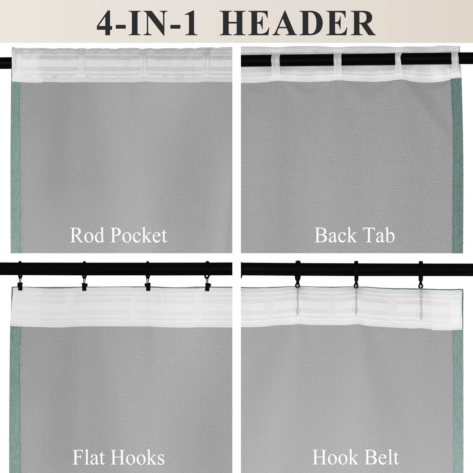 1041 100% Blackout Soft Chenille Linen Blend Curtain Grommet & 4 IN 1 - Cololeaf -- #1 White