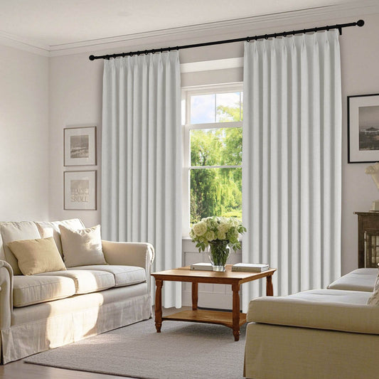 1041 100% Blackout Soft Chenille Linen Blend Curtain Pinch Pleat - Cololeaf