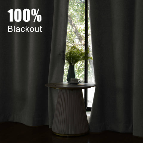 1041 100% Blackout Soft Chenille Linen Blend Curtain Grommet & 4 IN 1 (1 Panel)