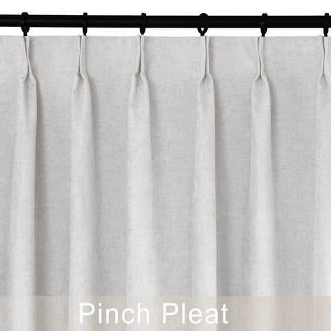 1041 100% Blackout Soft Chenille Linen Blend Curtain Pinch Pleat - Cololeaf -- #1 White