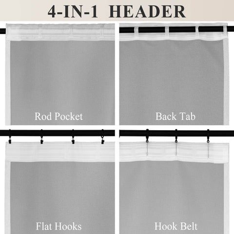 1041 100% Blackout Soft Chenille Linen Blend Curtain Grommet & 4 IN 1 (1 Panel)