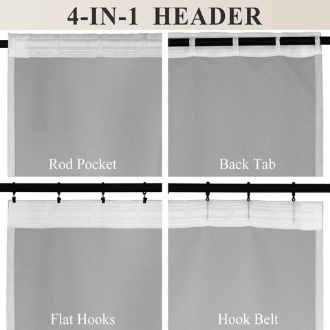1041 100% Blackout Soft Chenille Linen Blend Curtain Grommet & 4 IN 1 - Cololeaf -- #1 White