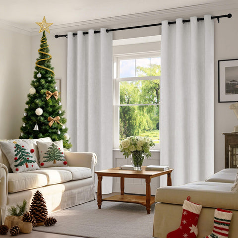 1041 100% Blackout Soft Chenille Linen Blend Curtain Grommet & 4 IN 1 (1 Panel)