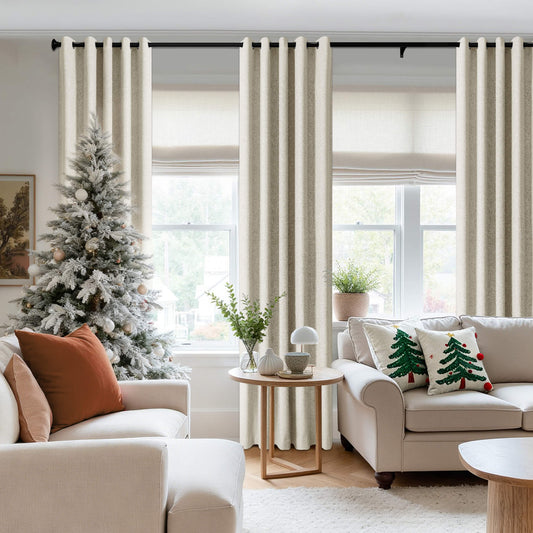 3009 Reversible 100% Blackout Linen Blend Curtain Grommet & 4 IN 1