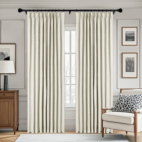 3009 Reversible 100% Blackout Linen Blend Curtain Pinch Pleat 1 Panel
