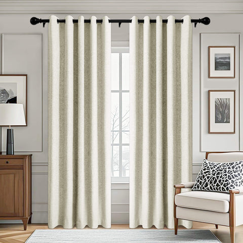 3009 Reversible 100% Blackout Linen Blend Curtain Grommet 1 Panel