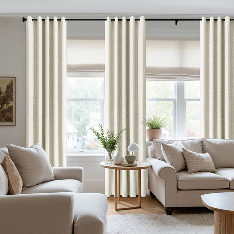 3009 Reversible 100% Blackout Linen Blend Curtain Grommet 1 Panel