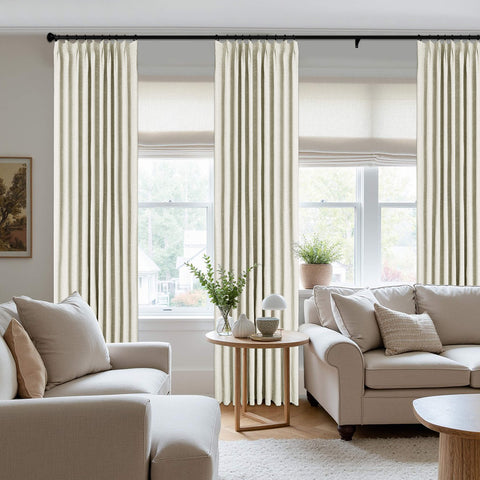 3009 Reversible 100% Blackout Linen Blend Curtain Pinch Pleat 1 Panel