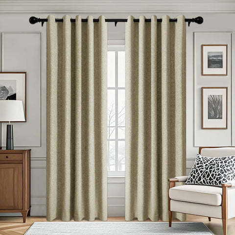 3009 Reversible 100% Blackout Linen Blend Curtain Grommet 1 Panel