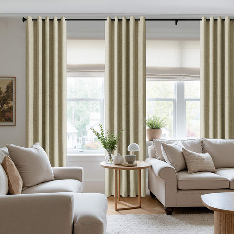3009 Reversible 100% Blackout Linen Blend Curtain Grommet 1 Panel
