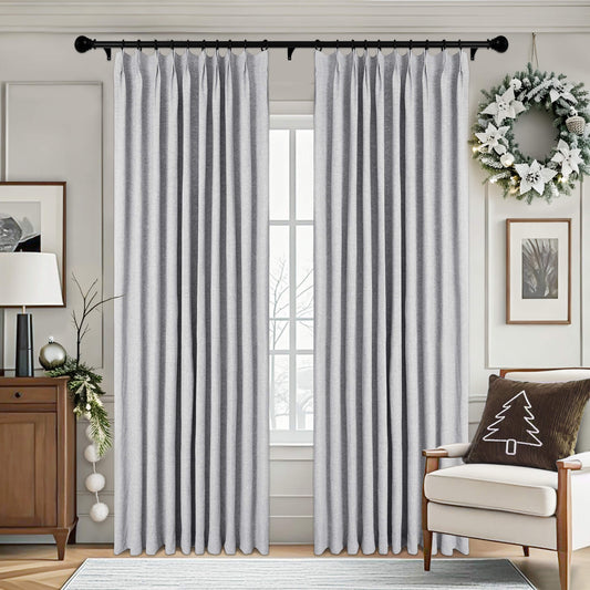 3009 Reversible 100% Blackout Linen Blend Curtain Pinch Pleat