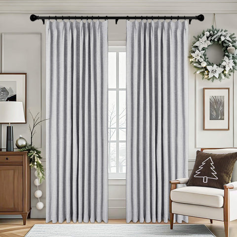 3009 Reversible 100% Blackout Linen Blend Curtain Pinch Pleat