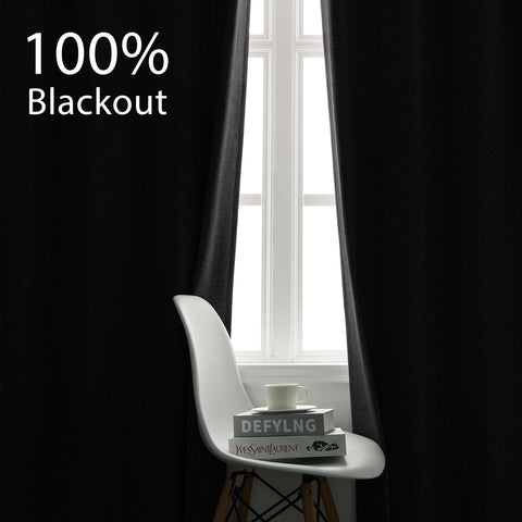 3009 Reversible 100% Blackout Linen Blend Curtain Grommet 1 Panel