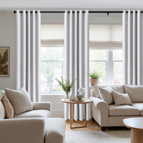 3009 Reversible 100% Blackout Linen Blend Curtain Grommet 1 Panel