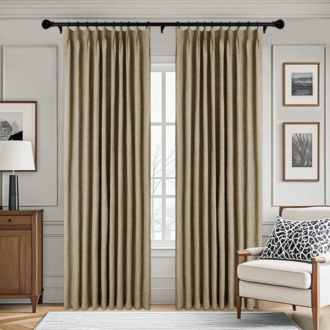3009 Reversible 100% Blackout Linen Blend Curtain Pinch Pleat 1 Panel