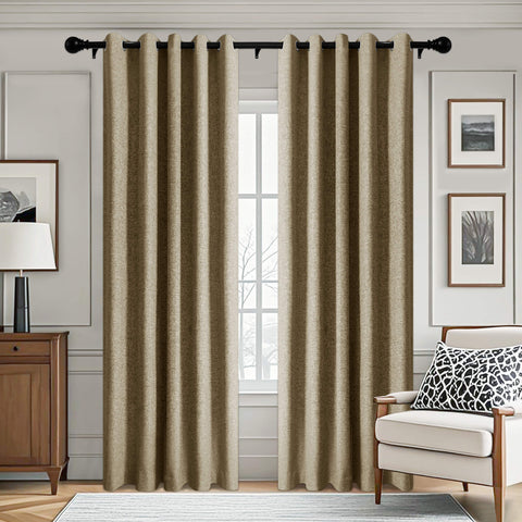 3009 Reversible 100% Blackout Linen Blend Curtain Grommet 1 Panel