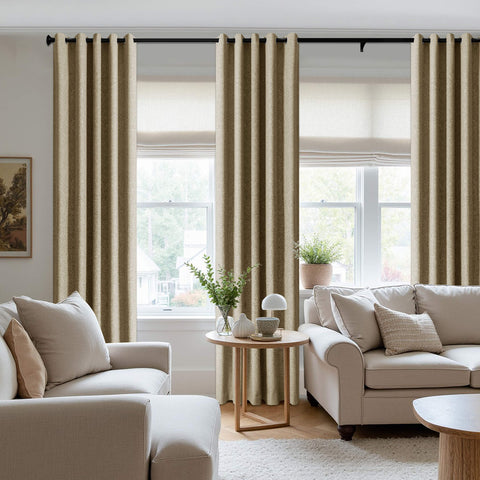 3009 Reversible 100% Blackout Linen Blend Curtain Grommet 1 Panel