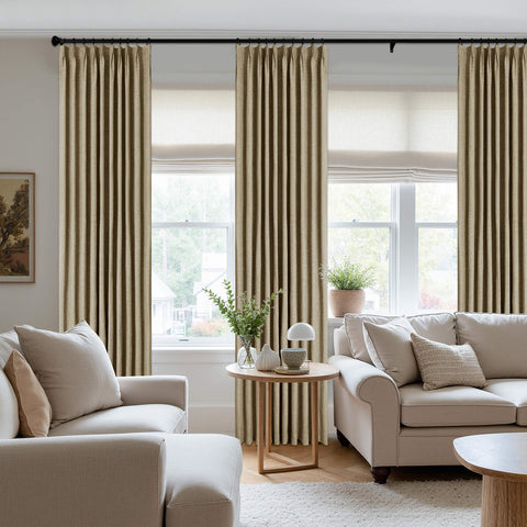 3009 Reversible 100% Blackout Linen Blend Curtain Pinch Pleat 1 Panel