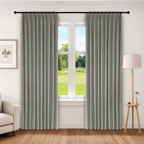 1044 100% Blackout Heavyweight 350GSM Linen Texture Drapes Pinch Pleat - Cololeaf