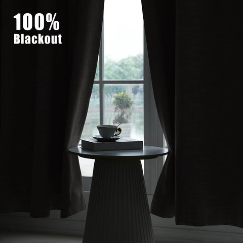 1044 100% Blackout Heavyweight 350GSM Linen Texture Drapes Custom Made 1 Panel
