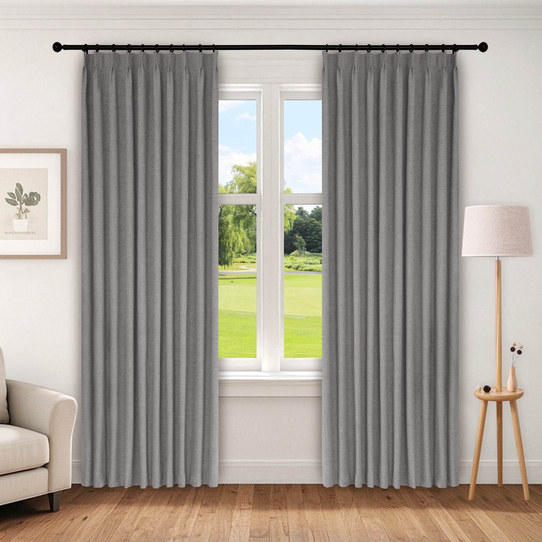 1044 100% Blackout Heavyweight 350GSM Linen Texture Drapes Pinch Pleat - Cololeaf